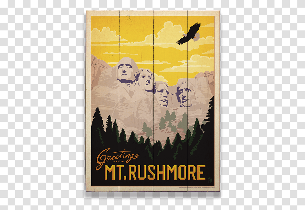 Mount Rushmore Vintage Postcard, Poster, Advertisement, Bird, Animal Transparent Png