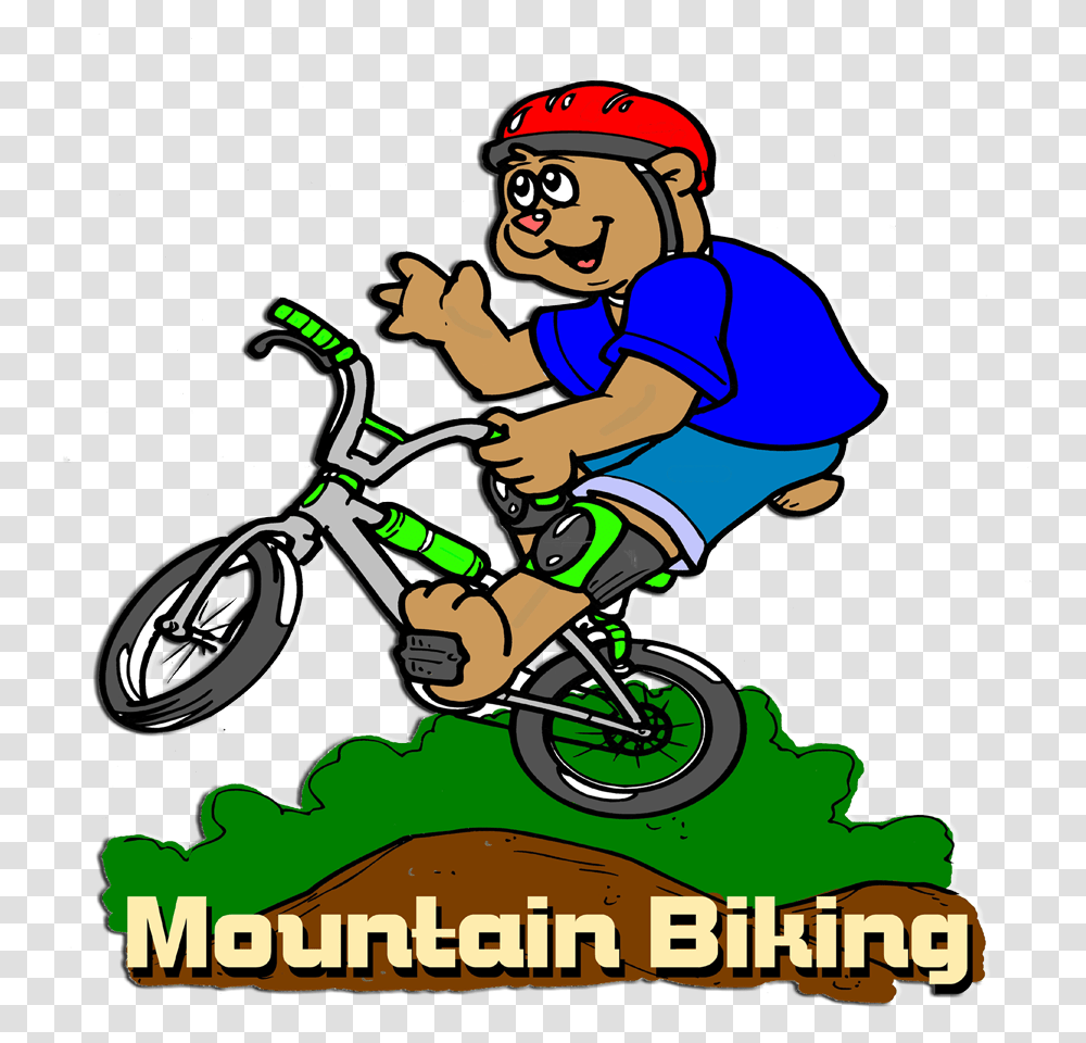 Mountain Cartoon Mountain Biking Clipart, Helmet, Apparel, Bicycle Transparent Png