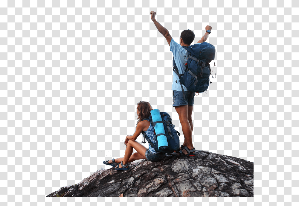 Mountain Climber Sky Couple Peoples Sport Adventure Trekking, Shorts, Person, Leisure Activities Transparent Png
