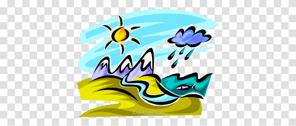 Mountain Range With Rain Clouds Royalty Free Vector Clip Art, Sea, Outdoors, Water, Nature Transparent Png