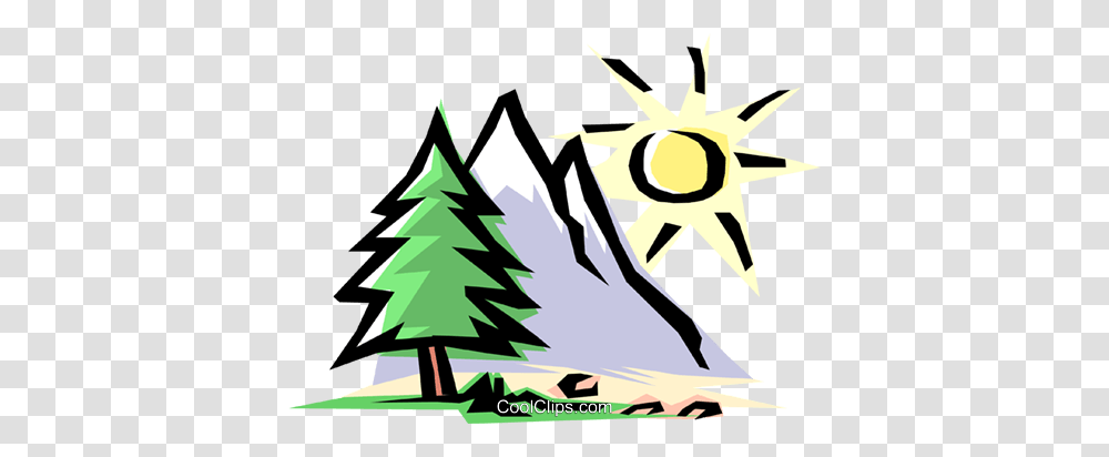 Mountain Scene Royalty Free Vector Clip Art Illustration, Tree, Plant, Poster Transparent Png