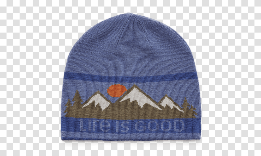 Mountain Scenic Reversible Life Is Good Beanie Beanie, Apparel, Baseball Cap, Hat Transparent Png