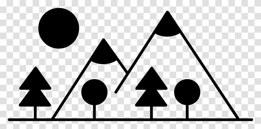 Mountain Side With Trees Made Up Different Shapes Trees Made Of Shapes, Triangle, Stencil Transparent Png