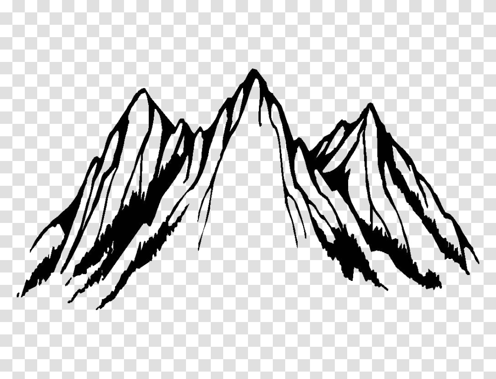 Mountain, Stencil, Drawing, Silhouette Transparent Png