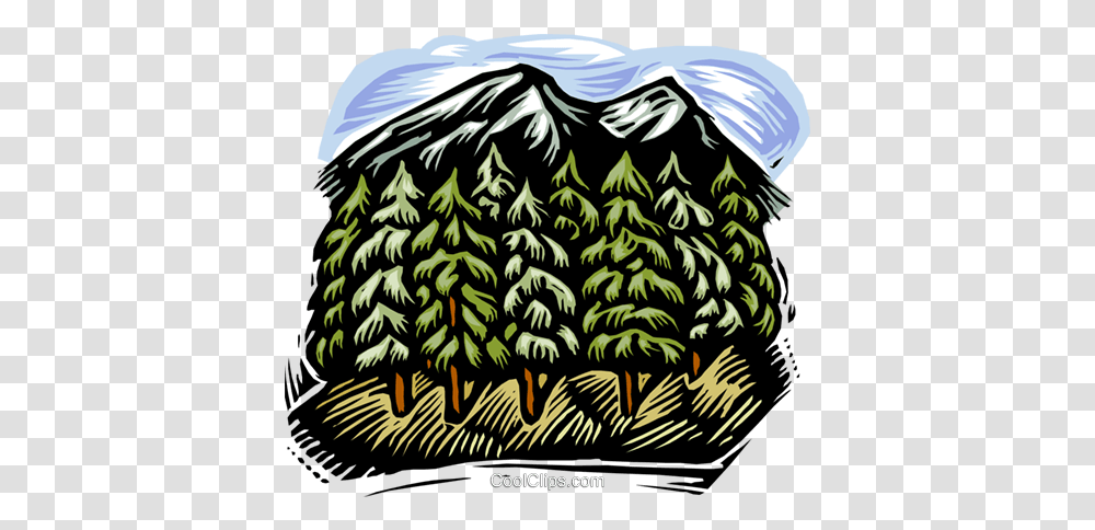 Mountain With Trees Royalty Free Vector Clip Art Illustration, Eagle, Bird, Animal, Symbol Transparent Png