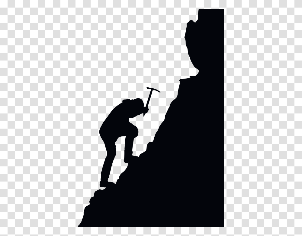 Mountaineering Climbing Man Male Boy Human People Mountaineering Clipart, Person, Silhouette, Leisure Activities, Sport Transparent Png
