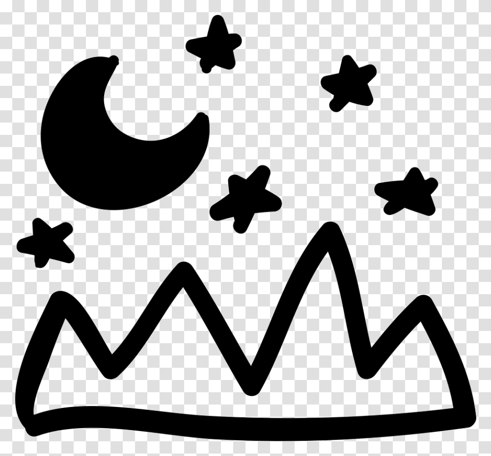 Mountains Landscape And Night Sky Hand Drawn View Icon, Stencil, Hat, Apparel Transparent Png
