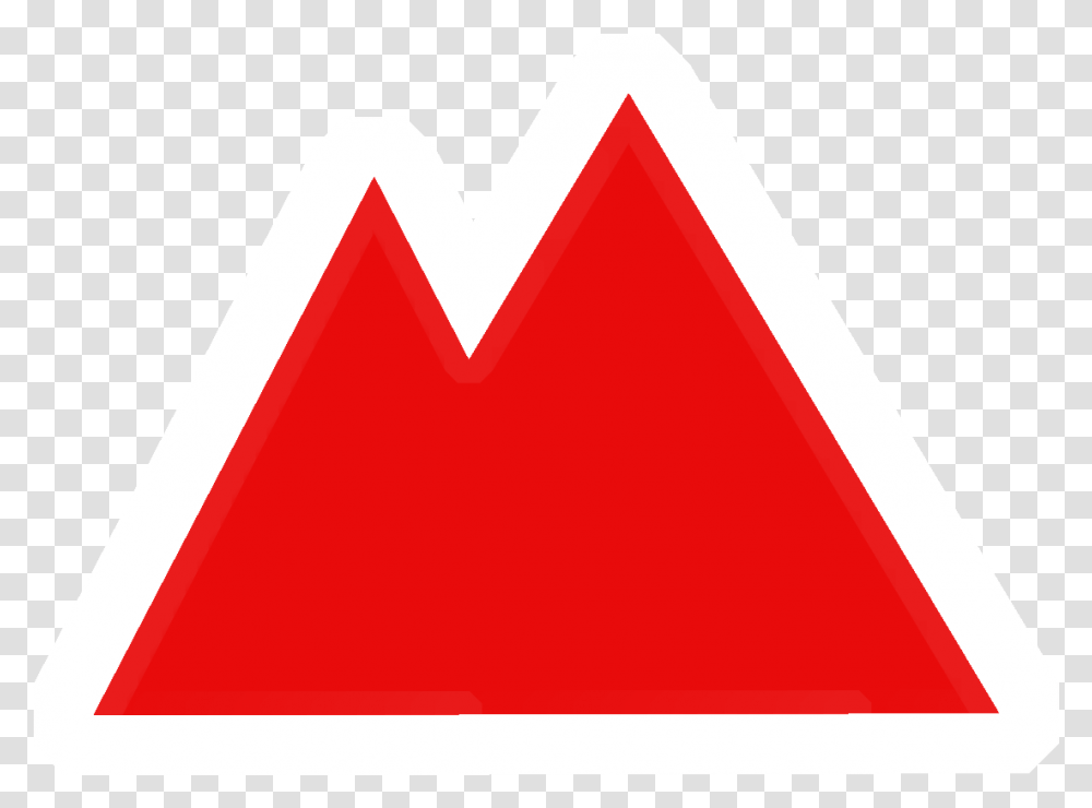 Mountains Red With White Border Red Flag, Triangle, Symbol, Logo, Trademark Transparent Png