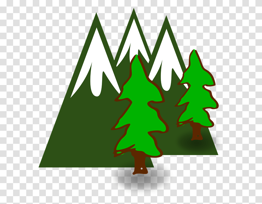 Mountains Trees Forest Simple Map Green Nature, Plant, Ornament, Christmas Tree Transparent Png