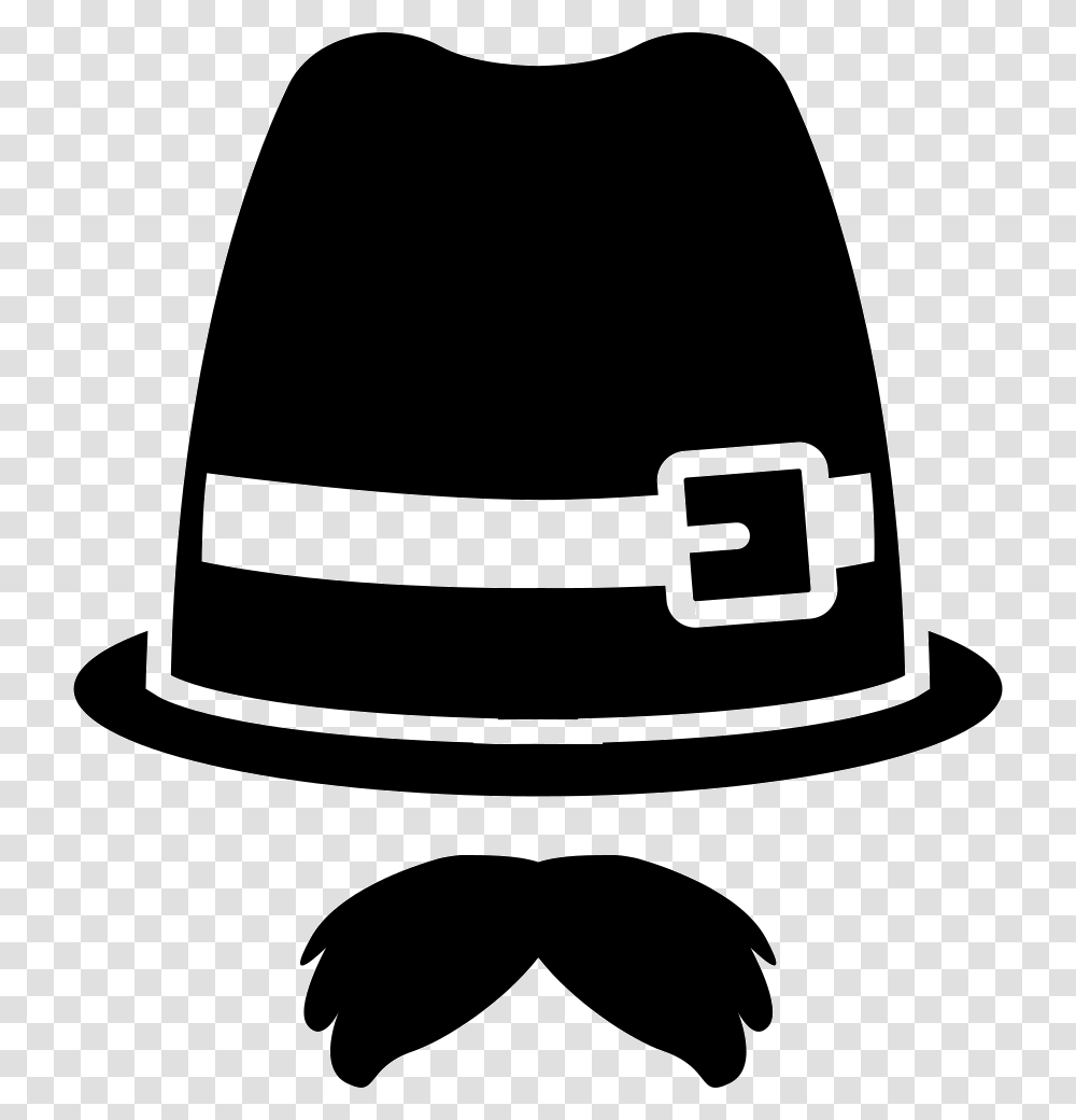 Moustache And Fedora Hat With Buckle Fancy Dress Icon, Apparel, Baseball Cap, Sun Hat Transparent Png