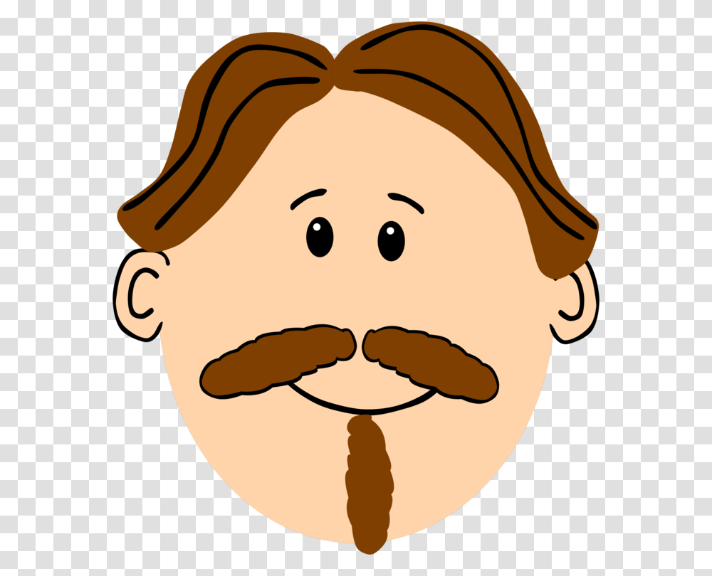 Moustache Beard Cartoon Brown Hair Man Moustache Clipart, Face, Head, Label Transparent Png