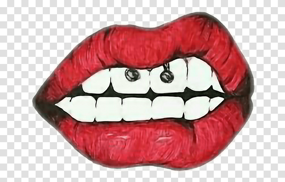 Mouth Clipart Dientes Desenho De Boca Com Piercing, Teeth Transparent Png