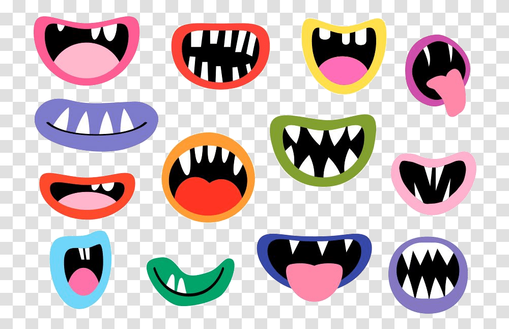 Mouth Spooky Monster Mouths Clipart Halloween Teeth Lips Monster Mouth Clipart, Symbol, Label, Text Transparent Png