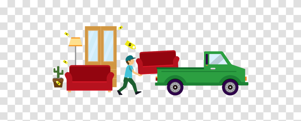 Move Clipart Junk Truck, Person, Couch, Furniture, Vehicle Transparent Png