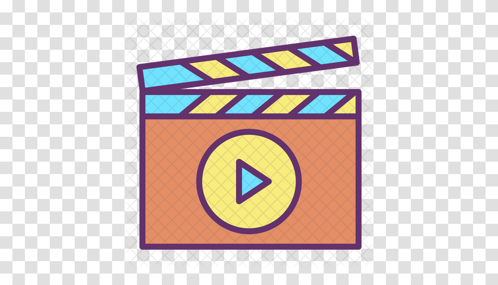 Movie Clapper Icon Of Colored Outline Icon, Label, Text, Poster, Advertisement Transparent Png