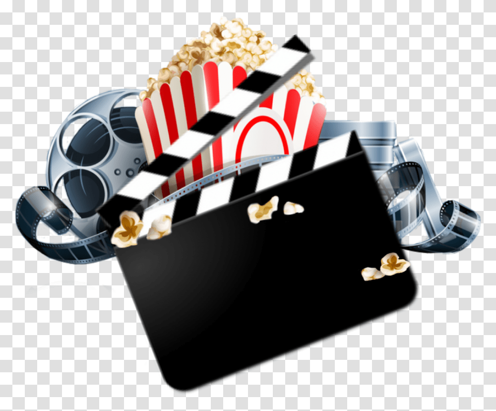 Movie Movies Popcorn Film Filmstrip Filmreel Movie Reel And Popcorn Clipart, Helmet, Apparel Transparent Png