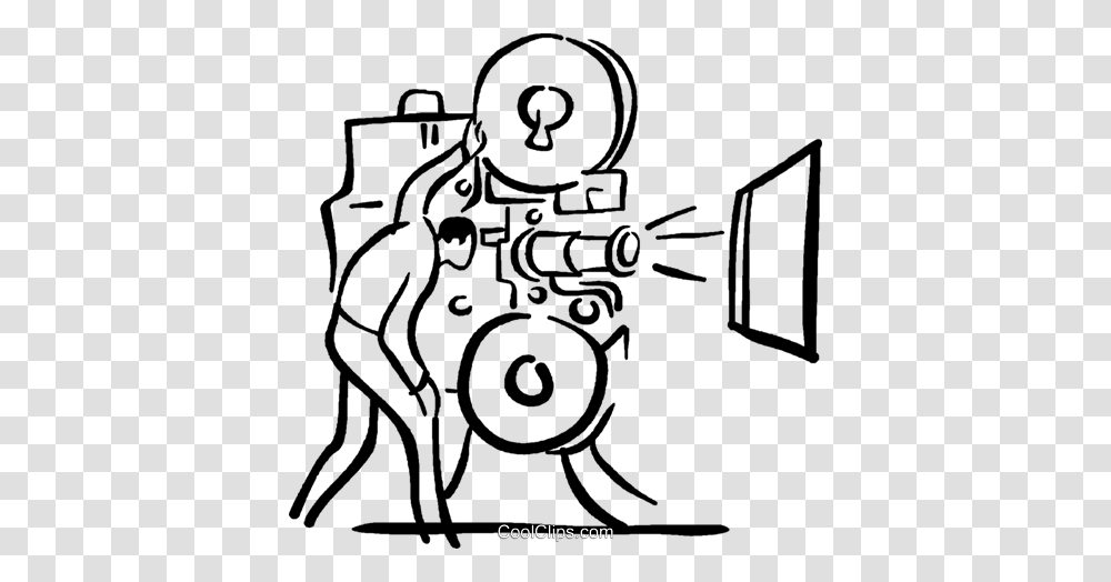Movie Projector And Operator Royalty Free Vector Clip Art, Astronaut, Robot, Doodle Transparent Png