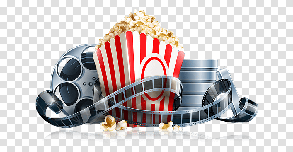 Movie Reel And Popcorn Clipart, Food, Snack, Soda, Beverage Transparent Png