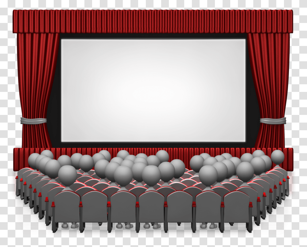 Movie Theater With People 1600 Clr Movie Theater Red Curtains Movie Theater, Interior Design, Indoors, Screen, Electronics Transparent Png