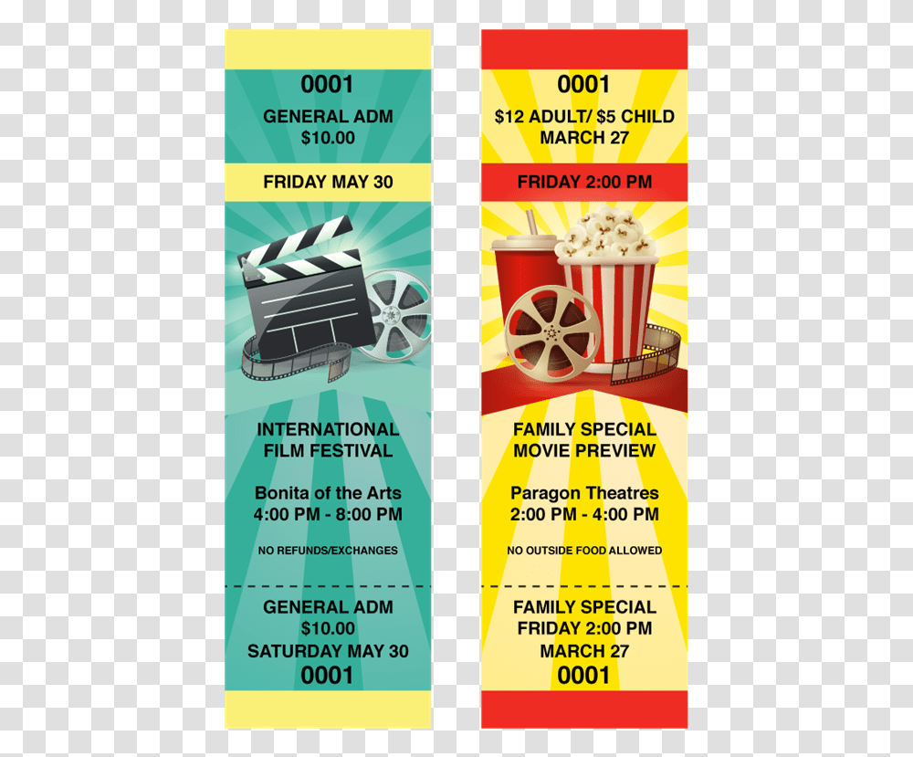 Movie Ticket Food Festival Ticket Designs, Advertisement, Poster, Flyer, Paper Transparent Png