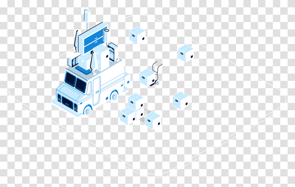 Moving Company Truck And Moving Equipment Illustration Moving, Van, Vehicle, Transportation, Diagram Transparent Png