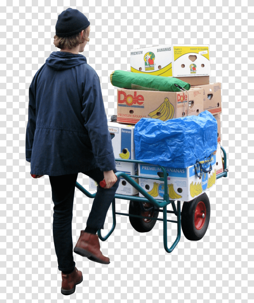 Moving Wheelbarrow Image Food Street Market, Person, Vehicle, Transportation Transparent Png