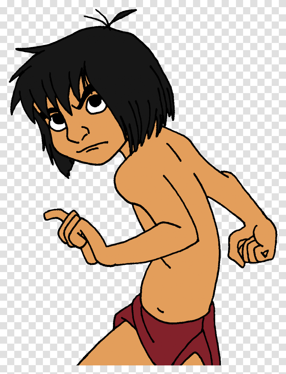 Mowgli The Jungle Book Shere Khan Baloo Bagheera Mowgli Jungle Book Clipart Kisspng, Person, Human, Back, Cupid Transparent Png