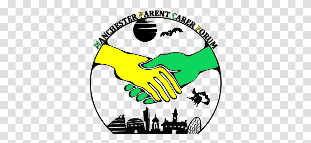 Mpcf Halloween Themed Logo - Manchester Parent Carer Forum Clip Art, Hand, Handshake, Poster, Advertisement Transparent Png