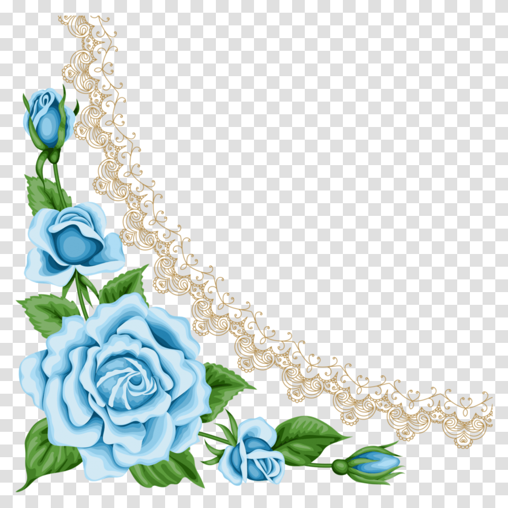 Mq Blue Flower Border, Graphics, Art, Floral Design, Pattern Transparent Png