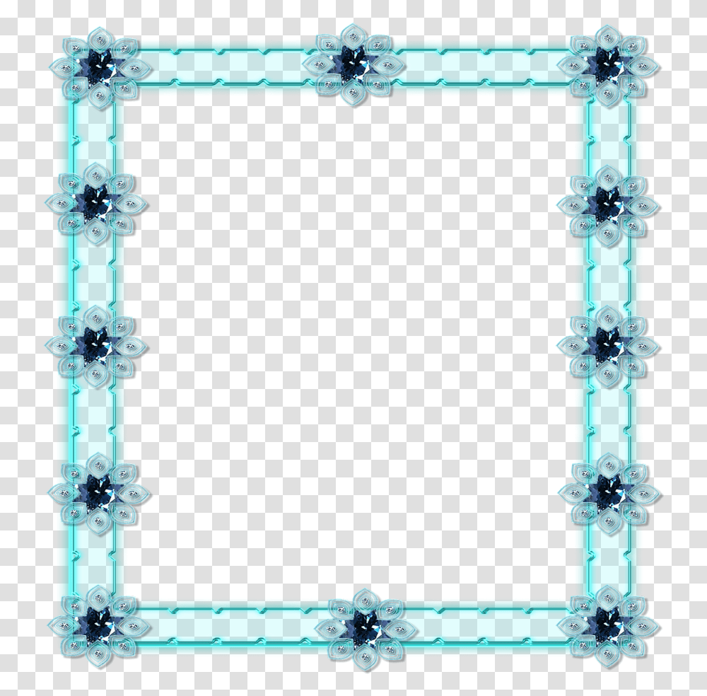 Mq Blue Glitter Flowers Frame Frames Necklace, Gate, Architecture, Building, Pillar Transparent Png