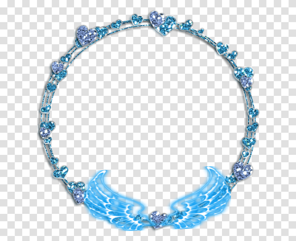 Mq Circle Pearls Neon Wings Frame Frames Border Blue Glitter Circle, Accessories, Accessory, Bracelet, Jewelry Transparent Png