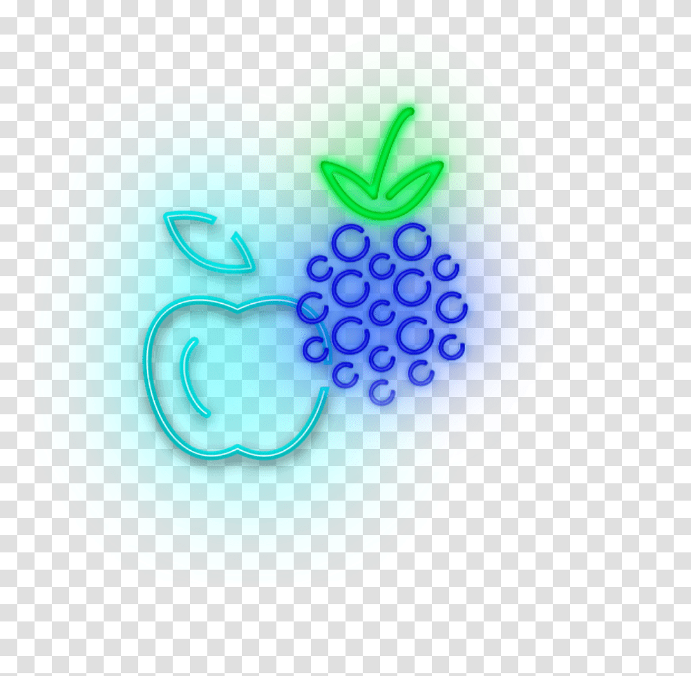 Mq Fruit Blackberry Apple Blue Neon Circle Fruit Neon, Graphics, Art, Helmet, Clothing Transparent Png