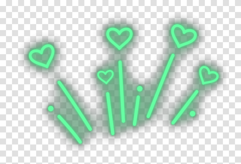 Mq Green Heart Hearts Lines Neon Graphic Design, Light, Toy Transparent Png