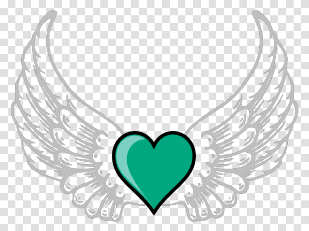 Mq Green Heart Hearts Wings Wing Halo Clipart, Label, Emblem Transparent Png