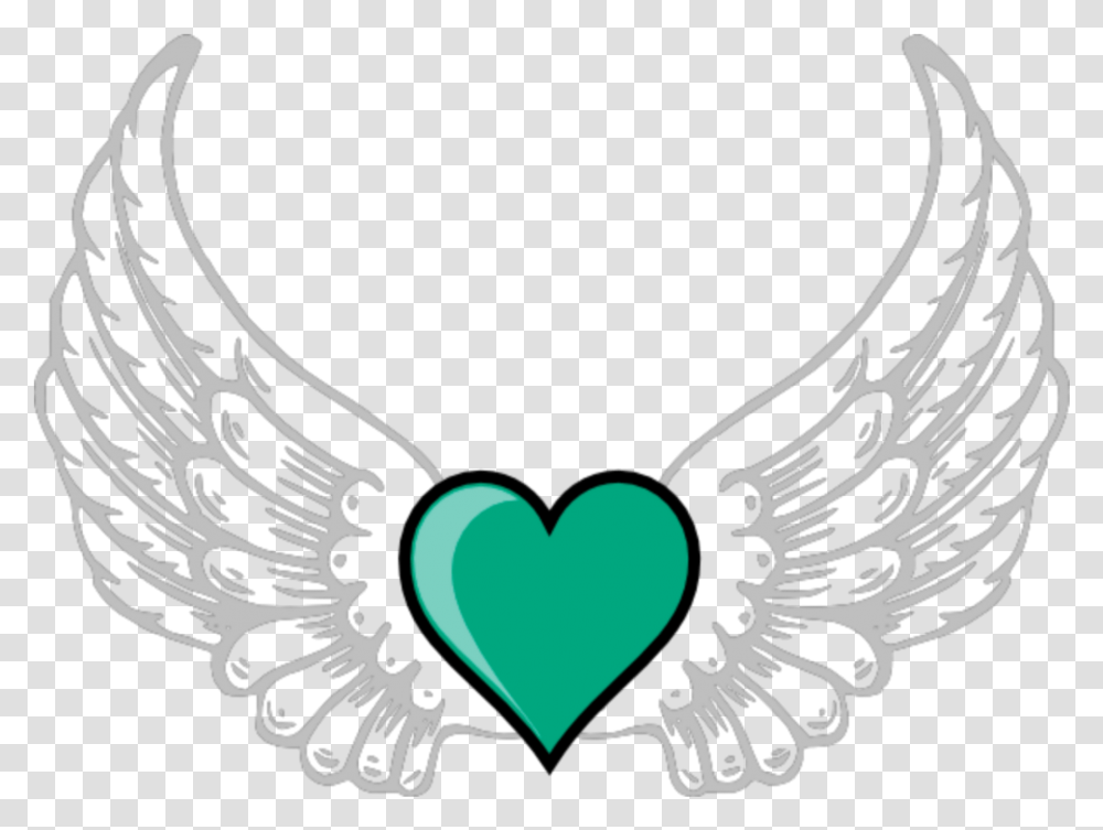 Mq Green Heart Hearts Wings Wing Heart With Wings, Label, Emblem Transparent Png