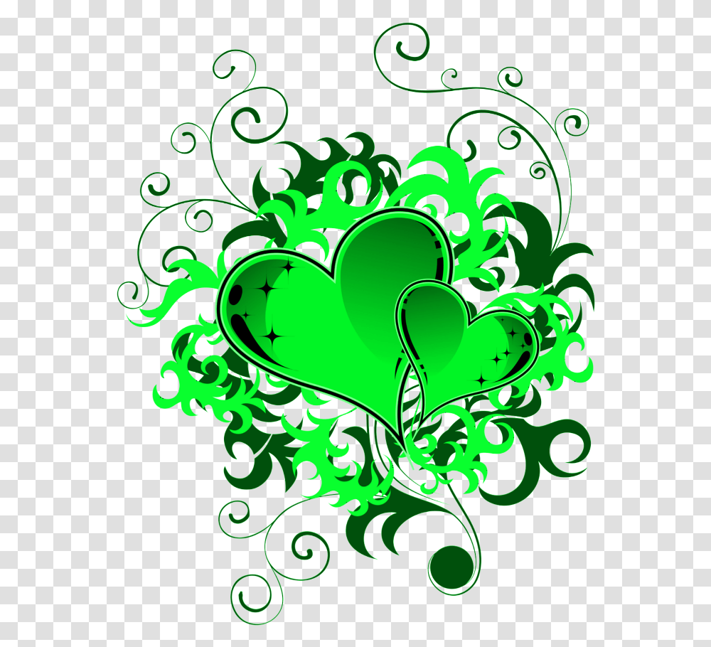 Mq Green Hearts Hearts Swirls Swirl Background, Floral Design, Pattern Transparent Png