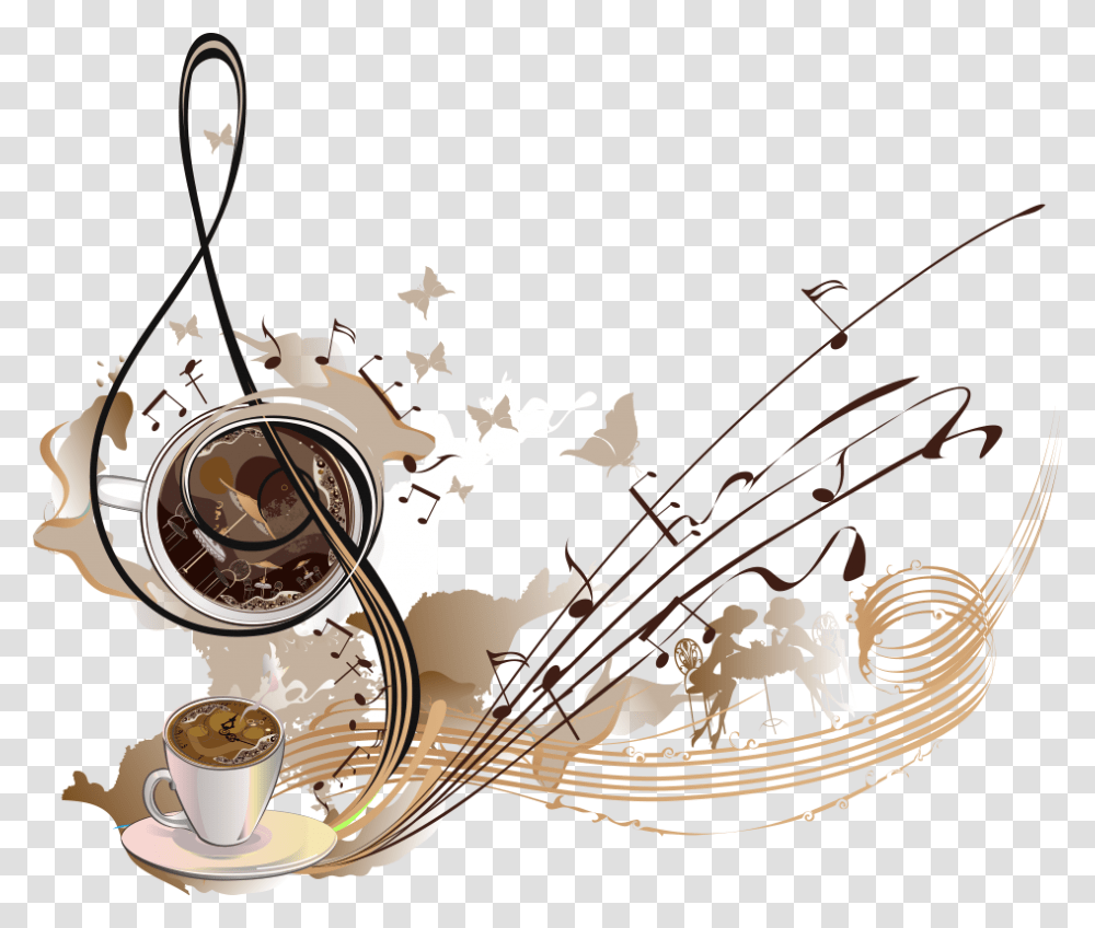 Mq Music Notes Note Coffee Brown Decorate Decoration Music And Coffee, Coffee Cup, Saucer, Pottery Transparent Png