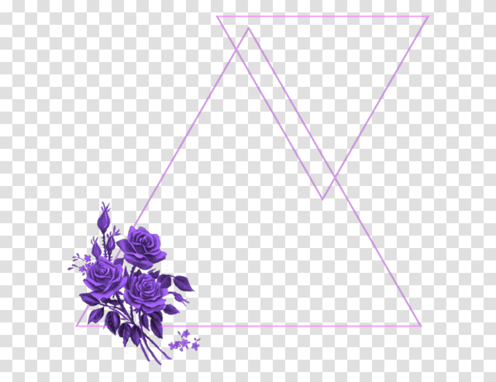 Mq Purple Flowers Frame Frames Border Borders Purple Shine, Triangle, Bow Transparent Png