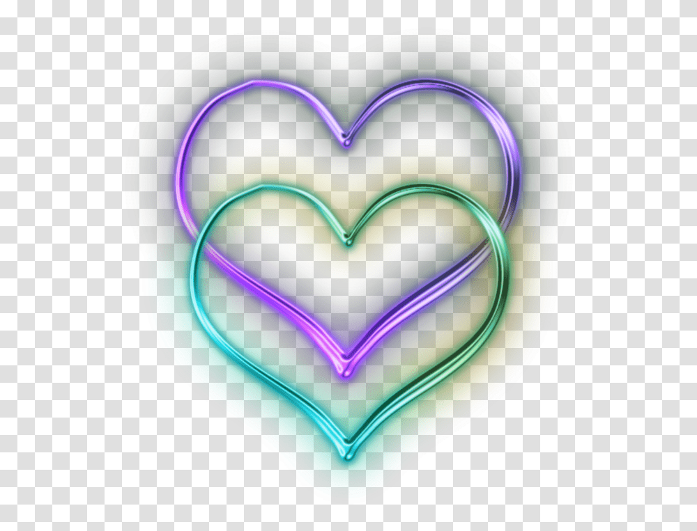 Mq Purple Green Heart Hearts Neon Heart, Light Transparent Png