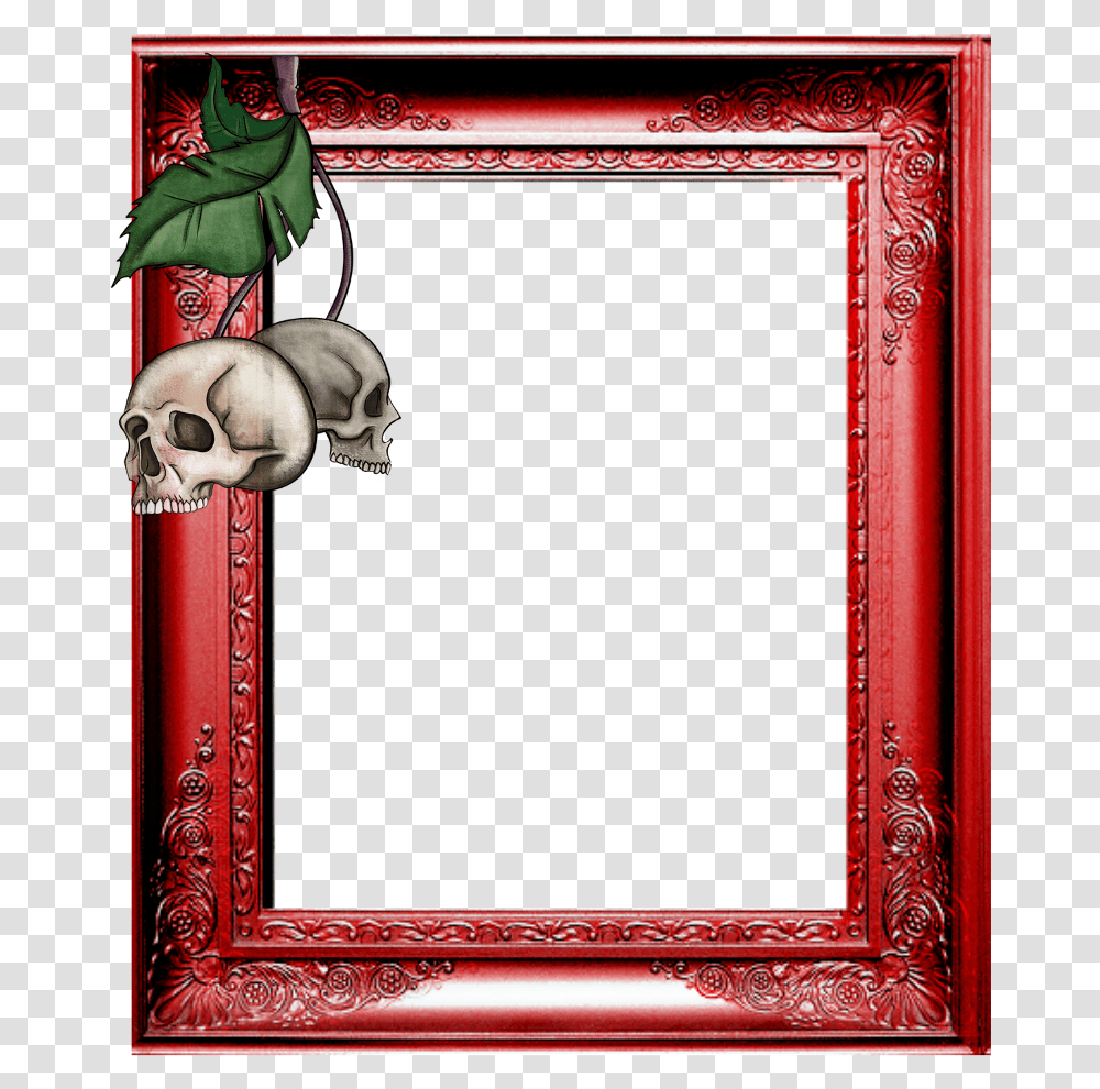 Mq Red Skull Cherry Frame Frames Border Borders Picture Frame, Plant, Advertisement, Poster Transparent Png