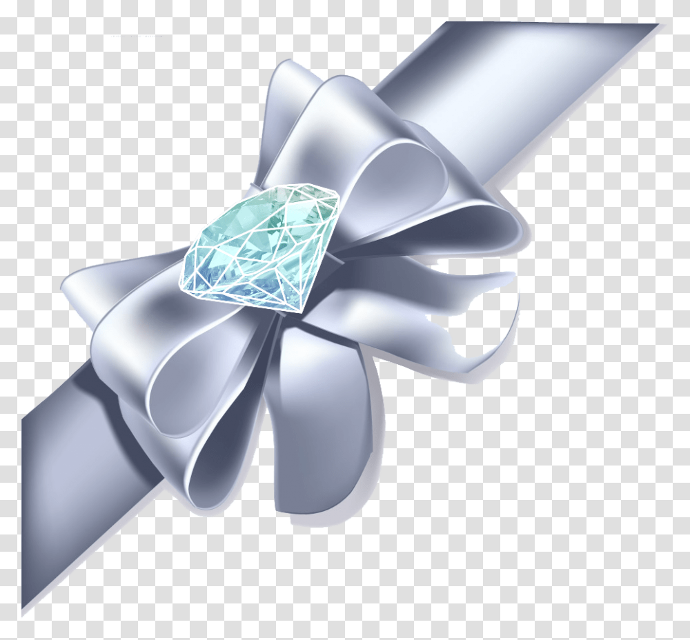 Mq Silver Bows Bow Ribbons Ribbon Diamond Birthday Balloon And Ribbon, Accessories, Accessory, Jewelry, Gemstone Transparent Png