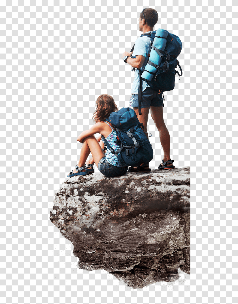 Mq Stone Mountain Nature Landscape Man Woman Trekking, Person, Shorts, Pants Transparent Png