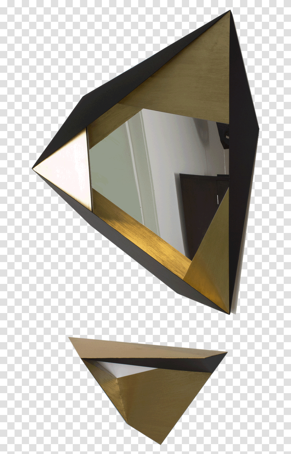 Mr 15 Origami Mirror, Wood, Furniture, Triangle, Logo Transparent Png