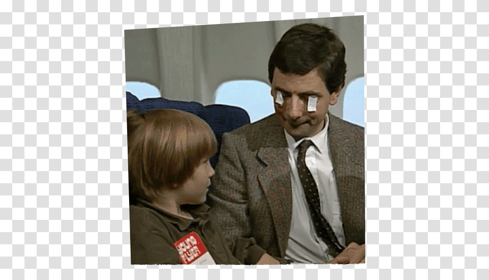 Mr Bean Airplane Gif, Tie, Accessories, Cushion, Person Transparent Png