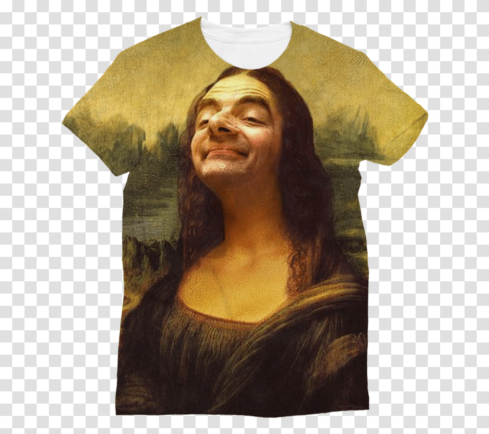 Mr Bean's Face On The Mona Lisa Classic Sublimation, Apparel, Person Transparent Png