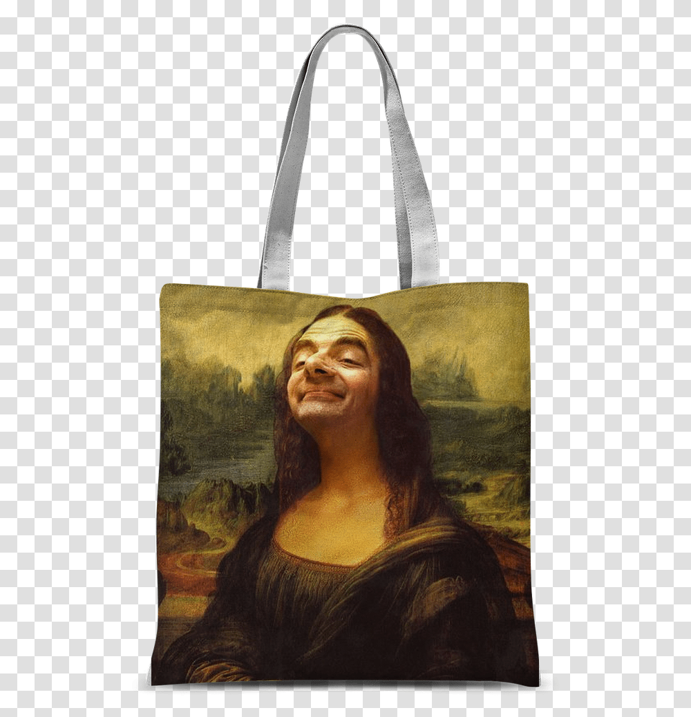Mr Bean's Face On The Mona Lisa Classic Sublimation Mona Lisa, Painting, Tote Bag, Person Transparent Png