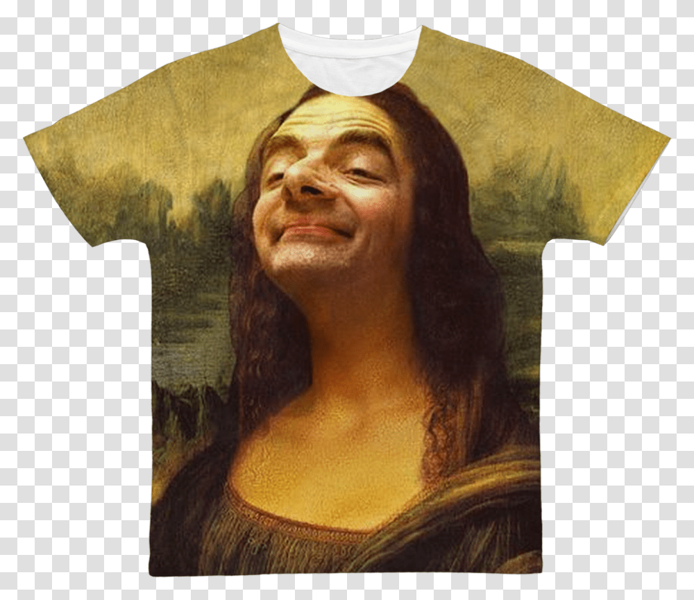 Mr Bean's Face On The Mona Lisa Classic Sublimation Mona Lisa Painting Funny, Apparel, Person, Human Transparent Png