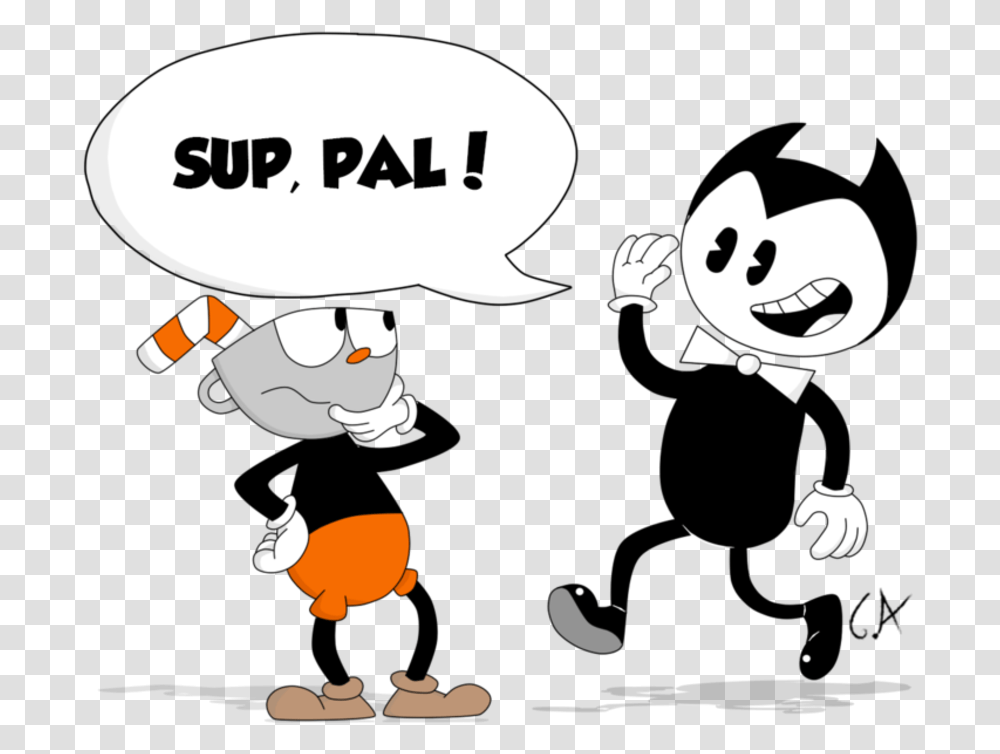 Mr Game And Watch Vs Bendy, Fish, Animal, Stencil Transparent Png