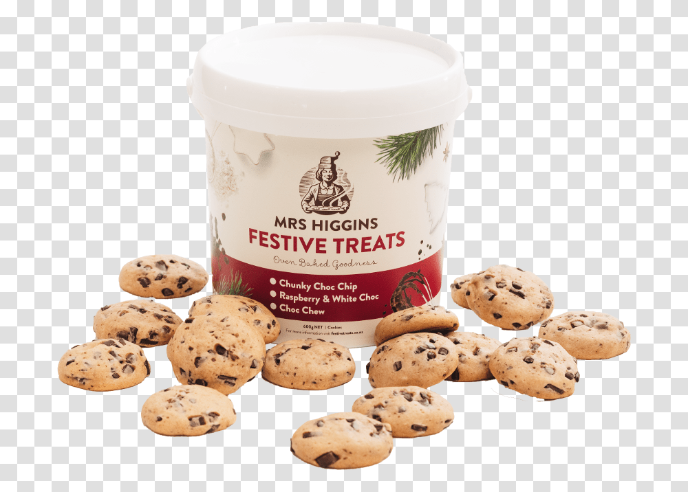 Mrs Higgins Festive Treats Chocolate Chip Cookie, Milk, Food, Dessert, Plant Transparent Png