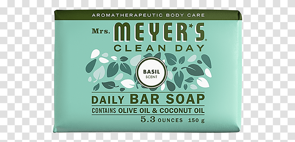 Mrs Meyers Basil Daily Bar Soap Cosmetics, Advertisement, Poster, Flyer, Paper Transparent Png